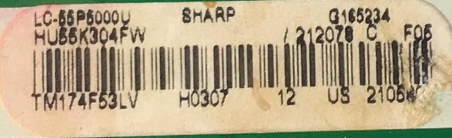 MAIN PARA SMART TV SHARP / NUMERO DE PARTE 212078 / RSAG7.820.6960/ROH / TM174F53LF / PANEL HD550K3F81-TX\S1\GM\ROH / DISPLAY ST5461B05-2 / MODELO LC-55P5000U - Imagen 2